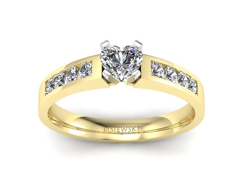 Pierścionek z diamentami białe i żółte złoto - P15042bz_Si_H — zdjęcie 3