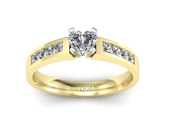 pierścionek z diamentami z białego i żółtego złota - P15042bz_Si_H