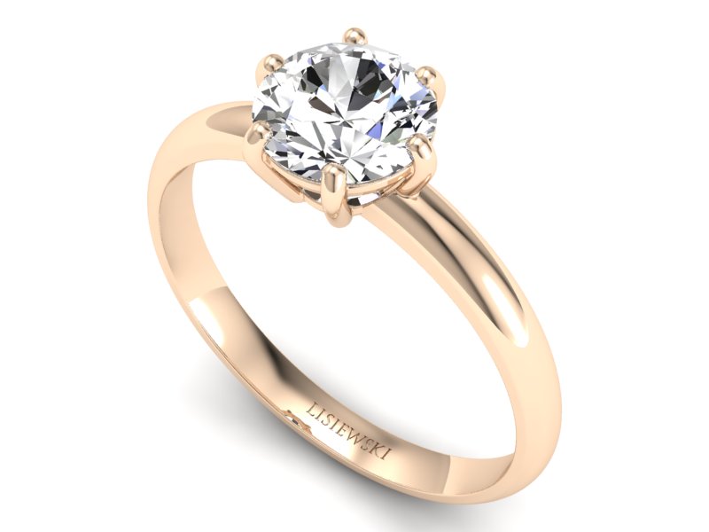 Złoty pierścionek różowe złoto z brylantem - p15043c — zdjęcie 3