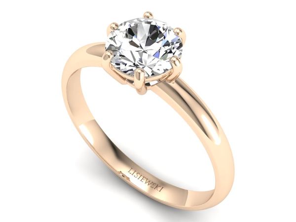 Złoty pierścionek różowe złoto z brylantem - p15043c