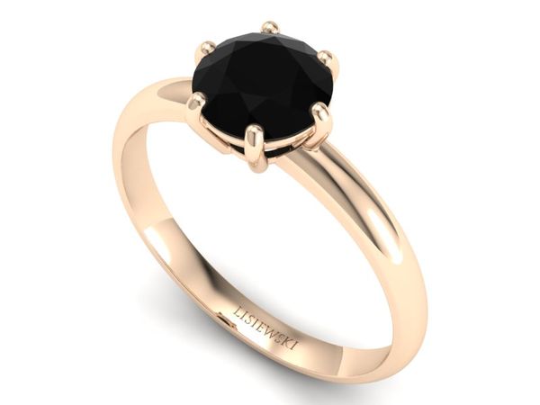 Złoty pierścionek z czarnym brylantem złoto 585 - p15043ccd