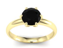Złoty pierścionek z czarnym brylantem złoto 585 - p15043zcd