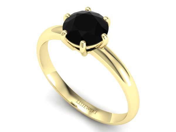Złoty pierścionek z czarnym brylantem złoto 585 - p15043zcd