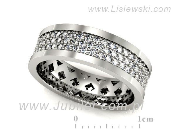 Pierscionek Obrączka z brylantami białe złoto próba 585 - P15045bbr_VS_H- 1
