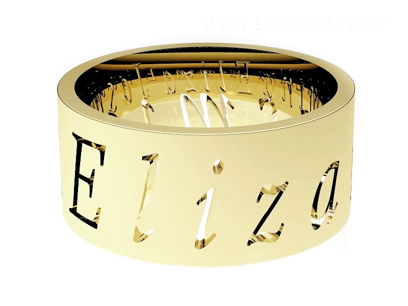 Obrączka żółte złoto z Twoim imieniem - P15046z — zdjęcie 2