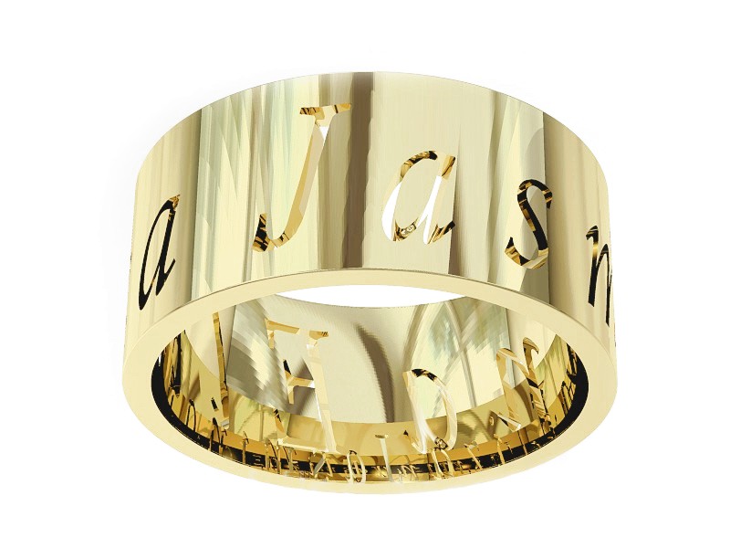 Obrączka żółte złoto z Twoim imieniem - P15046z — zdjęcie 3