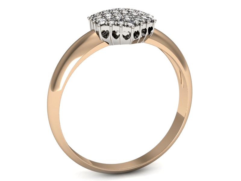 Pierścionek z brylantami białe i różowe złoto - P15048cb — zdjęcie 3