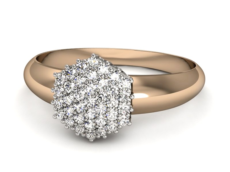 Pierścionek z brylantami białe i różowe złoto - P15048cbV — zdjęcie 2