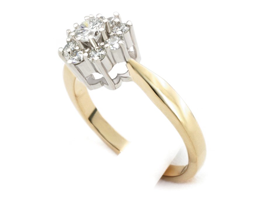 Pierścionek z brylantami białe żółte złoto - P15050_Si2_I — zdjęcie 3