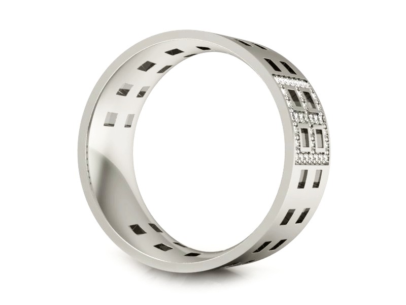 Pierścionek obrączka z brylantami białe złoto - P15052bbr — zdjęcie 3
