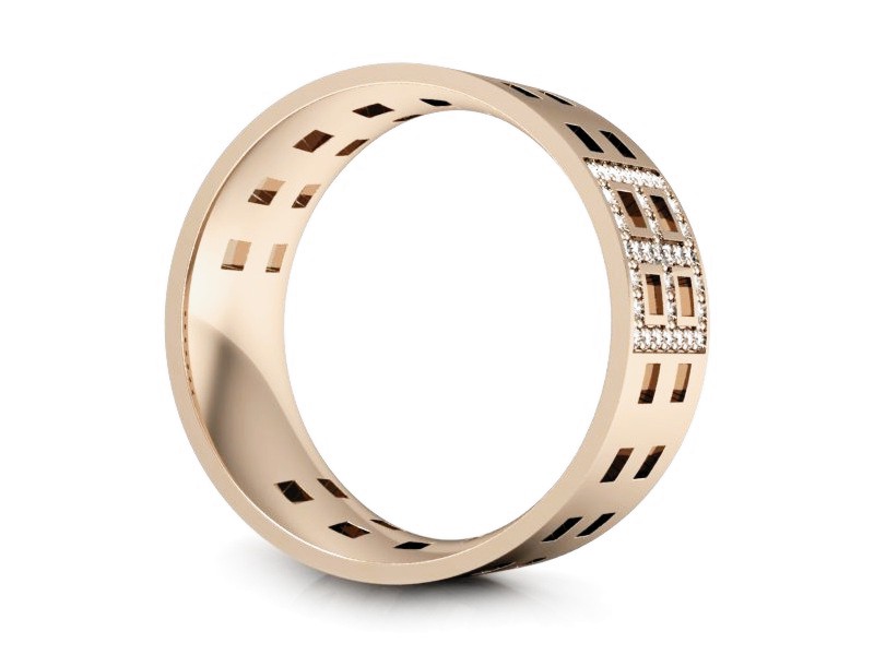 Obrączka z brylantami soczewkowa różowe złoto - p15052c — zdjęcie 3
