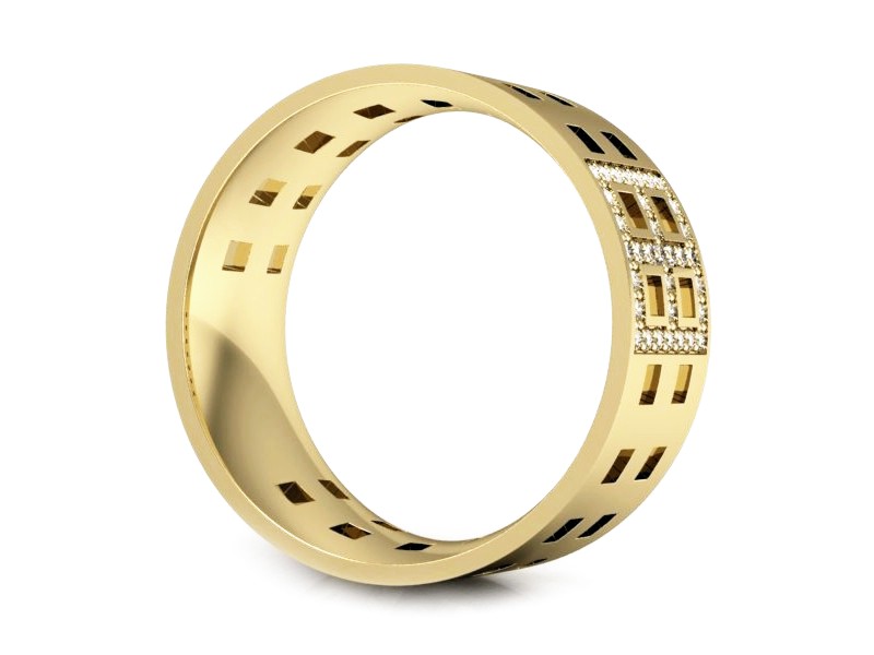 Obrączka z brylantami soczewkowa żółte złoto - P15052zbr — zdjęcie 3