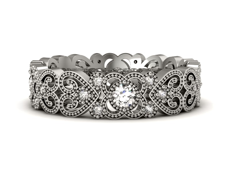 Pierścionek obrączka z brylantami białe złoto - p15053b — zdjęcie 3