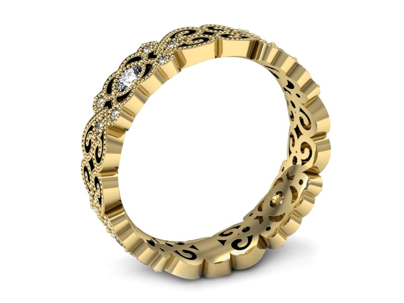 Obrączka z brylantami żółte złoto - P15053Z — zdjęcie 2