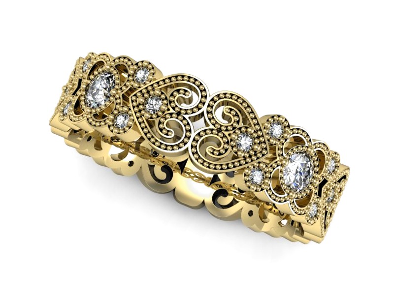 Obrączka z brylantami żółte złoto - P15053Z