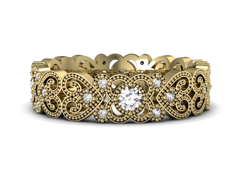 Obrączka z brylantami żółte złoto - P15053Z — zdjęcie 3