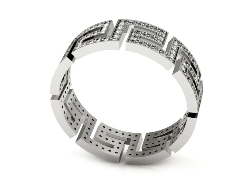 Pierścionek obrączka z brylantami białe złoto - P15054bbr — zdjęcie 3