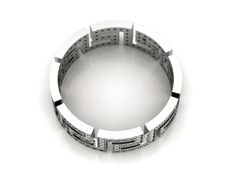 Pierścionek obrączka z brylantami białe złoto - P15054bbr — zdjęcie 2