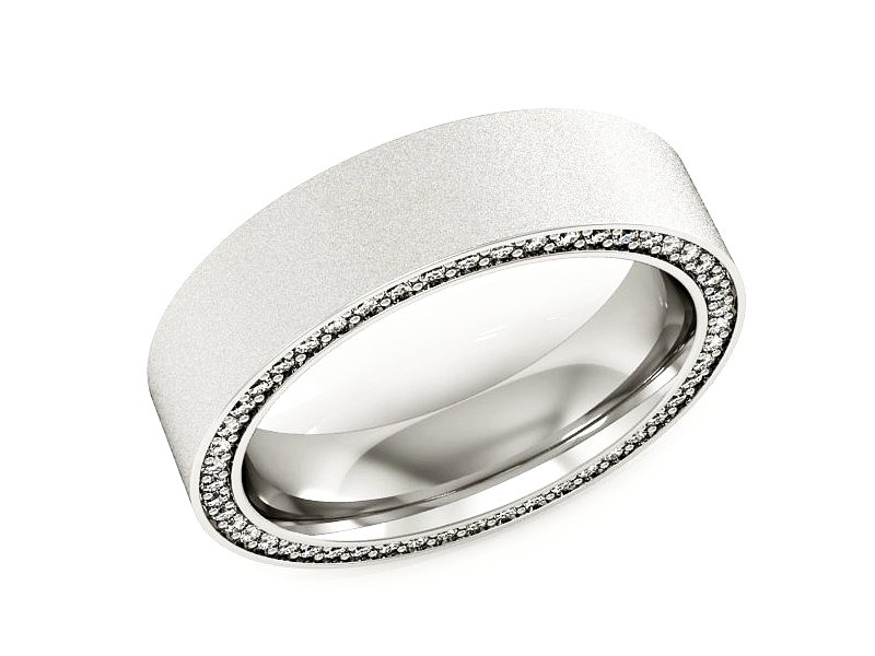 Obrączka z brylantami soczewkowa białe złoto - P15055bms