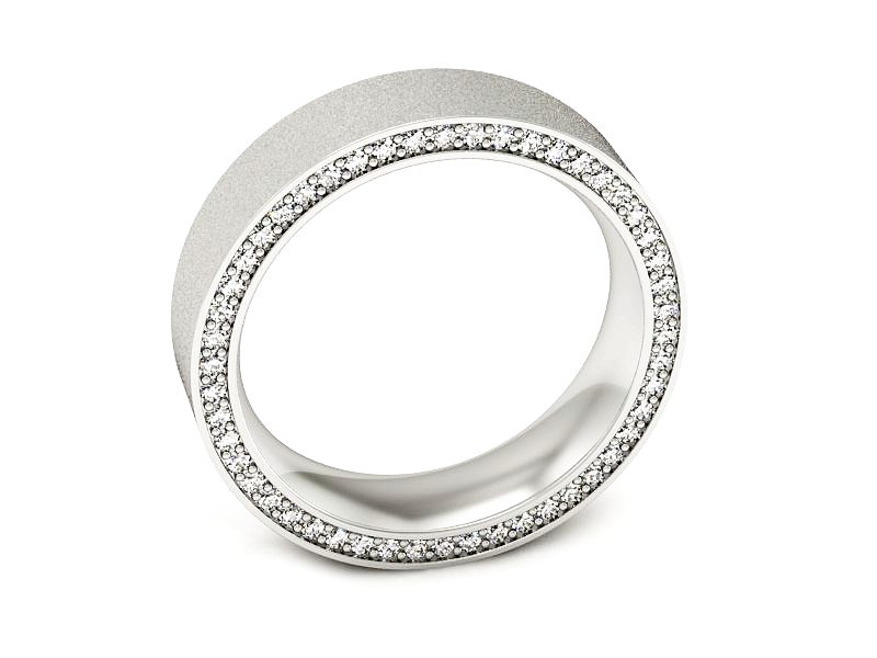 Obrączka z brylantami soczewkowa białe złoto - P15055bms — zdjęcie 3