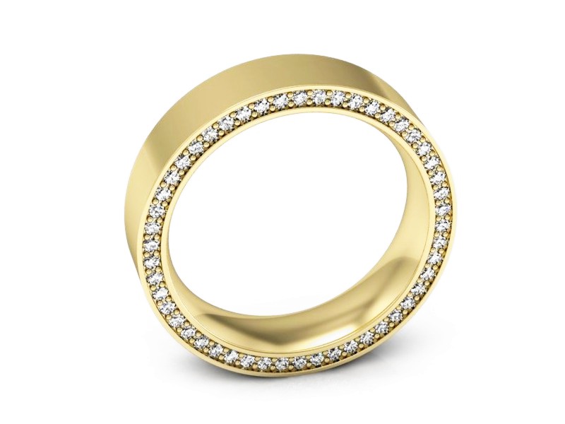 Obrączka z brylantami żółte złoto soczewkowa - P15055z — zdjęcie 3