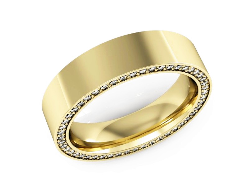 Obrączka z brylantami żółte złoto soczewkowa - P15055z