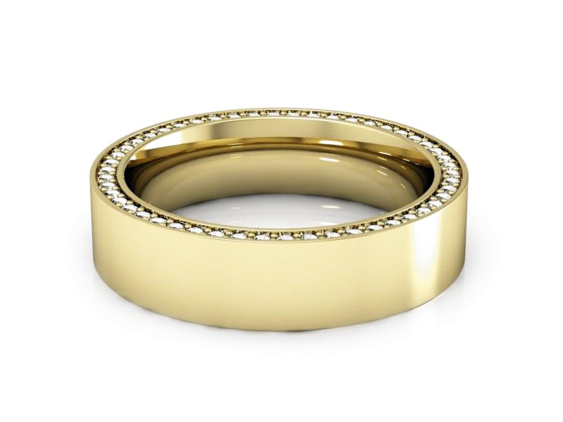 Obrączka z brylantami żółte złoto soczewkowa - P15055z — zdjęcie 2