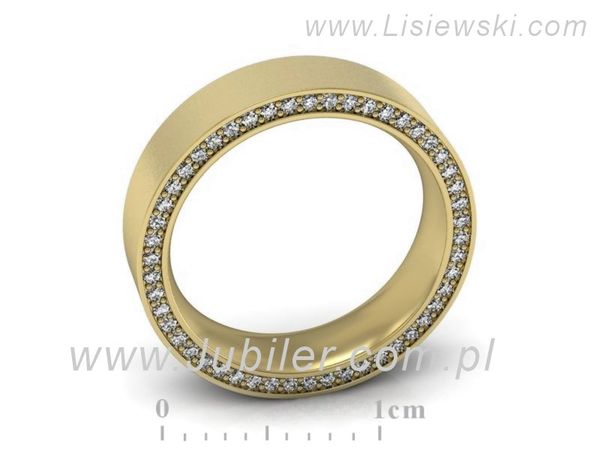 Obrączka ze złota z brylantami płaska soczewkowa - P15055zm