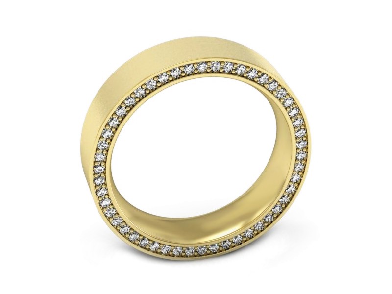Obrączka ze złota z brylantami płaska soczewkowa - P15055zm — zdjęcie 3