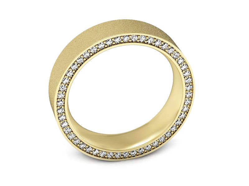 Obrączka z brylantami żółte złoto soczewkowa - P15055zms — zdjęcie 3