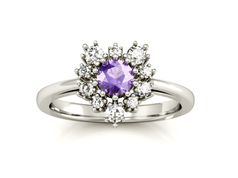 Pierścionek zaręczynowy z tanzanitem i brylantami - P15056BT — zdjęcie 3