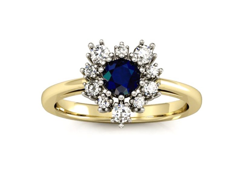 Pierścionek z szafirem z brylantami - P15056zbsz — zdjęcie 3