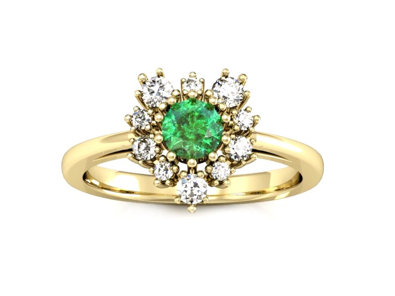 Pierścionek ze szmaragdem i diamentami - P15056zsm — zdjęcie 3