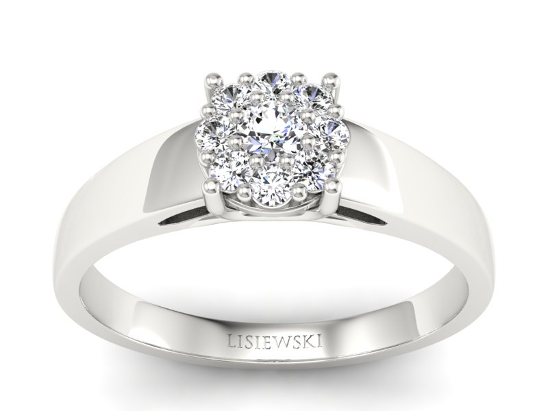 Złoty pierścionek z brylantami białe złoto - P15057B