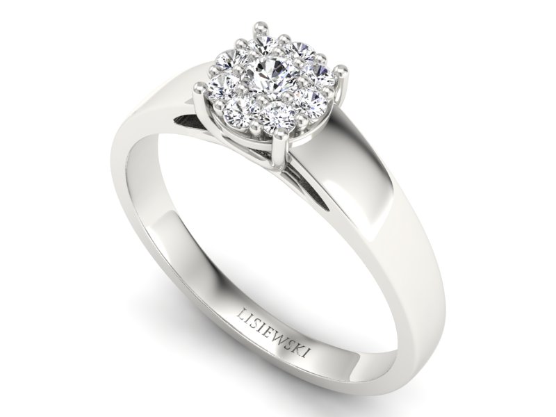 Złoty pierścionek z brylantami białe złoto - P15057B_P15081B — zdjęcie 3