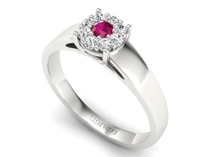 Pierścionek z rubinem i brylantami białe złoto - p15057br — zdjęcie 3