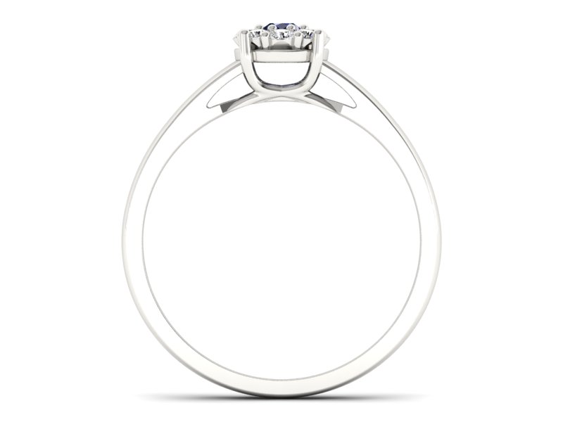 Pierścionek z szafirem i brylantami białe złoto - p15057bsz — zdjęcie 2
