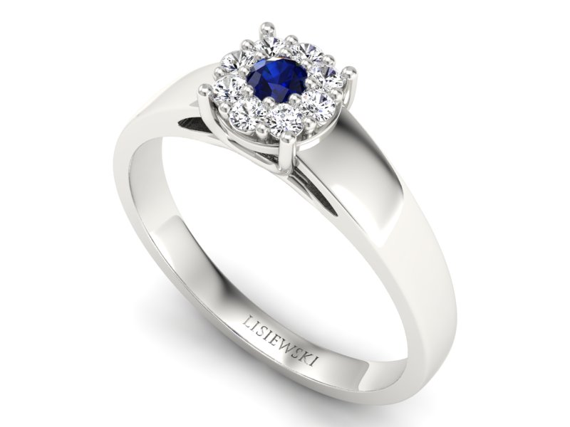 Pierścionek z szafirem i brylantami białe złoto - p15057bsz — zdjęcie 3
