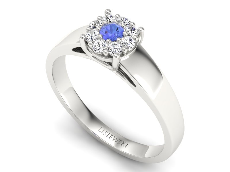 Pierścionek z tanzanitem białe złoto i brylantami - p15057bt — zdjęcie 3