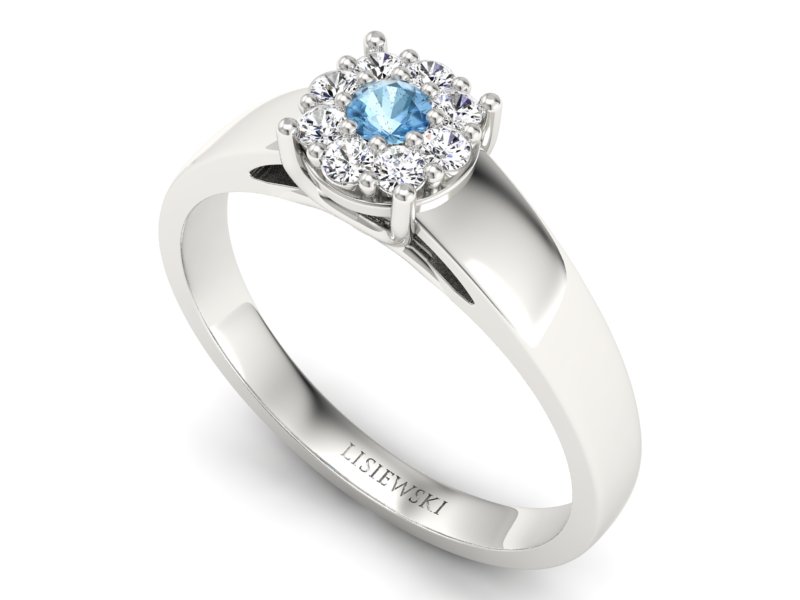 Pierścionek z topazem i brylantami białe złoto - P15057btop — zdjęcie 3