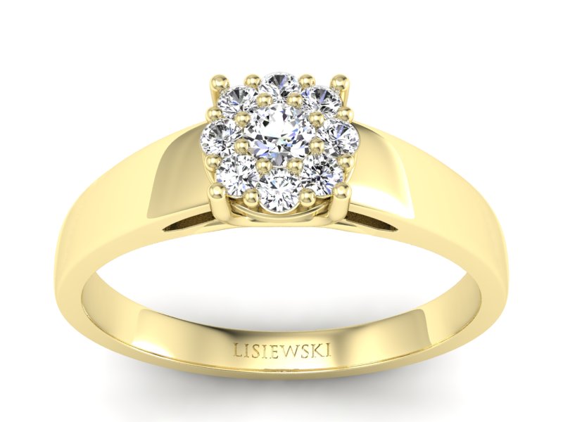 Pierścionek zaręczynowy z brylantami żółte złoto - P15057Z