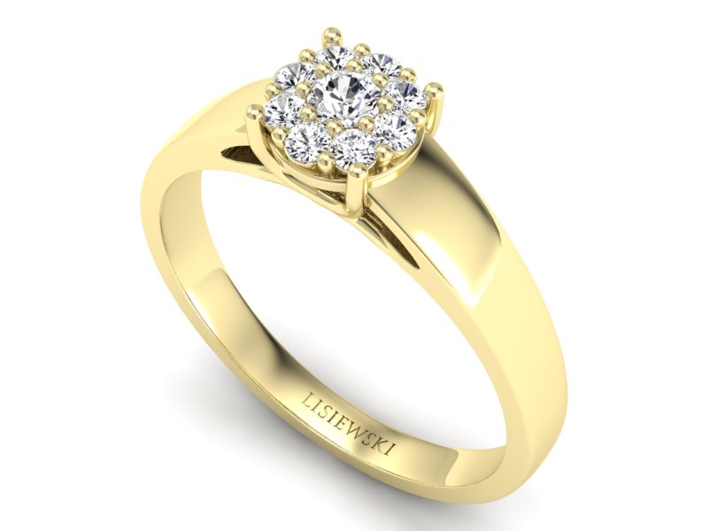 Pierścionek zaręczynowy z brylantami żółte złoto - P15057Z — zdjęcie 3