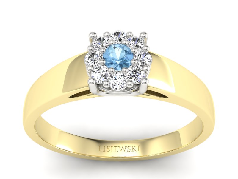 Złoty pierścionek z topazem i brylantami - P15057zbtop