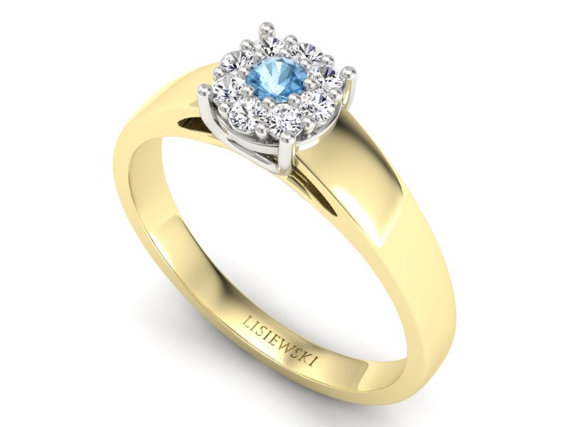 Złoty pierścionek z topazem i brylantami - P15057zbtop — zdjęcie 3