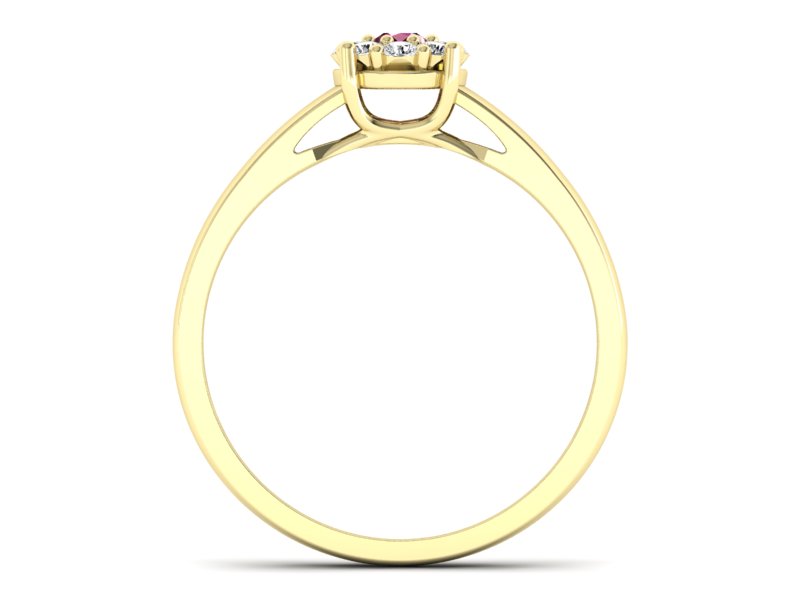 Pierścionek z rubinem i brylantami żółte złoto - p15057zr — zdjęcie 2