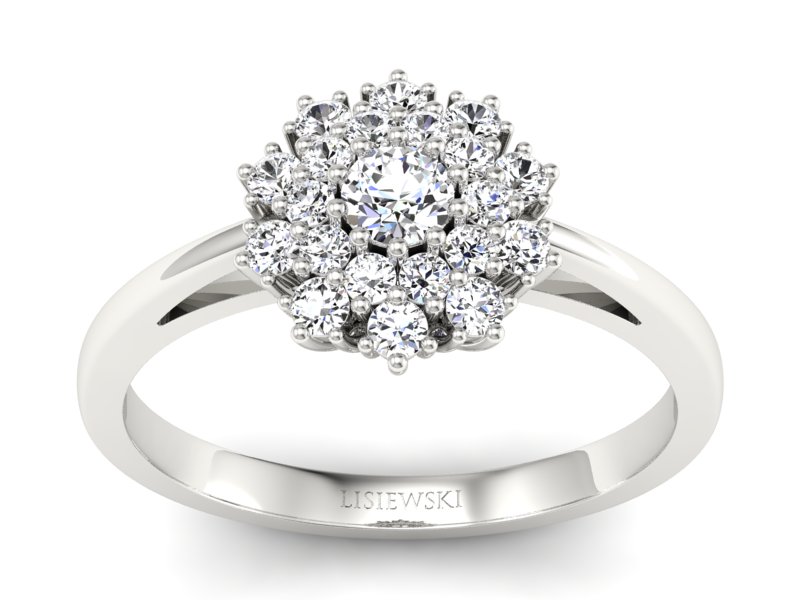 Pierścionek zaręczynowy z brylantami białe złoto - P15059br