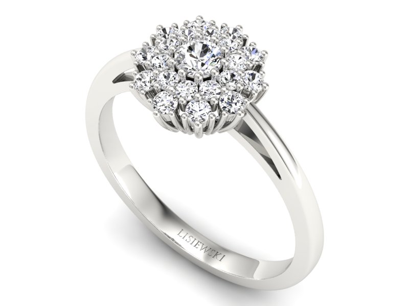 Pierścionek zaręczynowy z brylantami białe złoto - P15059br — zdjęcie 3