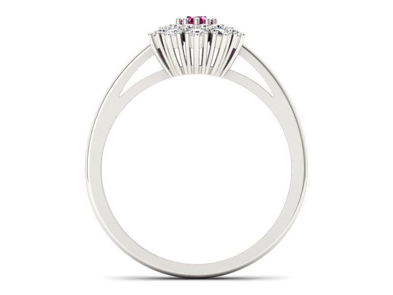 Pierścionek z rubinem i brylantami białe złoto - P15059br_r — zdjęcie 2