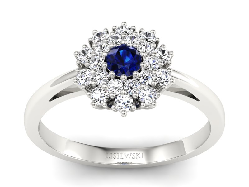 Pierścionek z szafirem i brylantami - P15059bsz