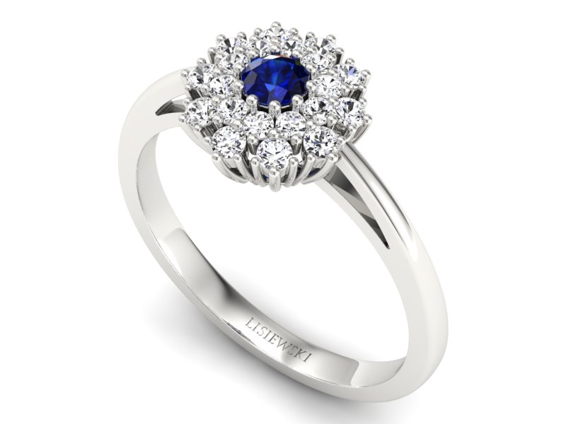 Pierścionek z szafirem i brylantami - P15059bsz — zdjęcie 3